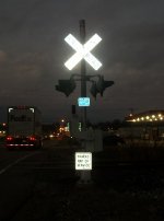 Inactive highway crossing signal, wider-angle view